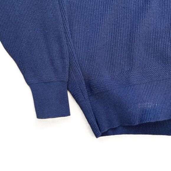 Eddie Bauer Navy Knit Button Henley Sweater Size Med Preppy Dark Academia Retro - Picture 4 of 11